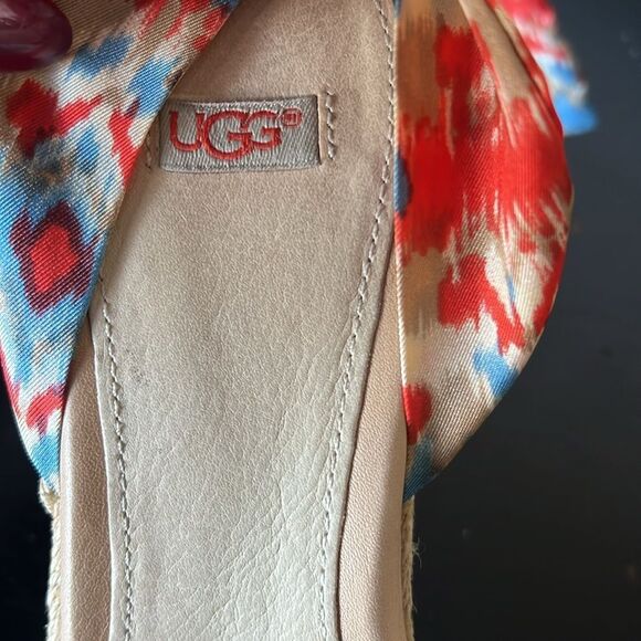 UGG® Lucianna 1000695 Open Toe Espardrille Wedge Heel Leather Sandals Sz 7.5 - Picture 6 of 11
